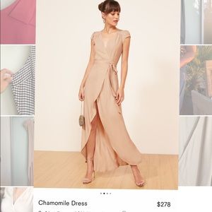 Long wrap Reformation dress with slit